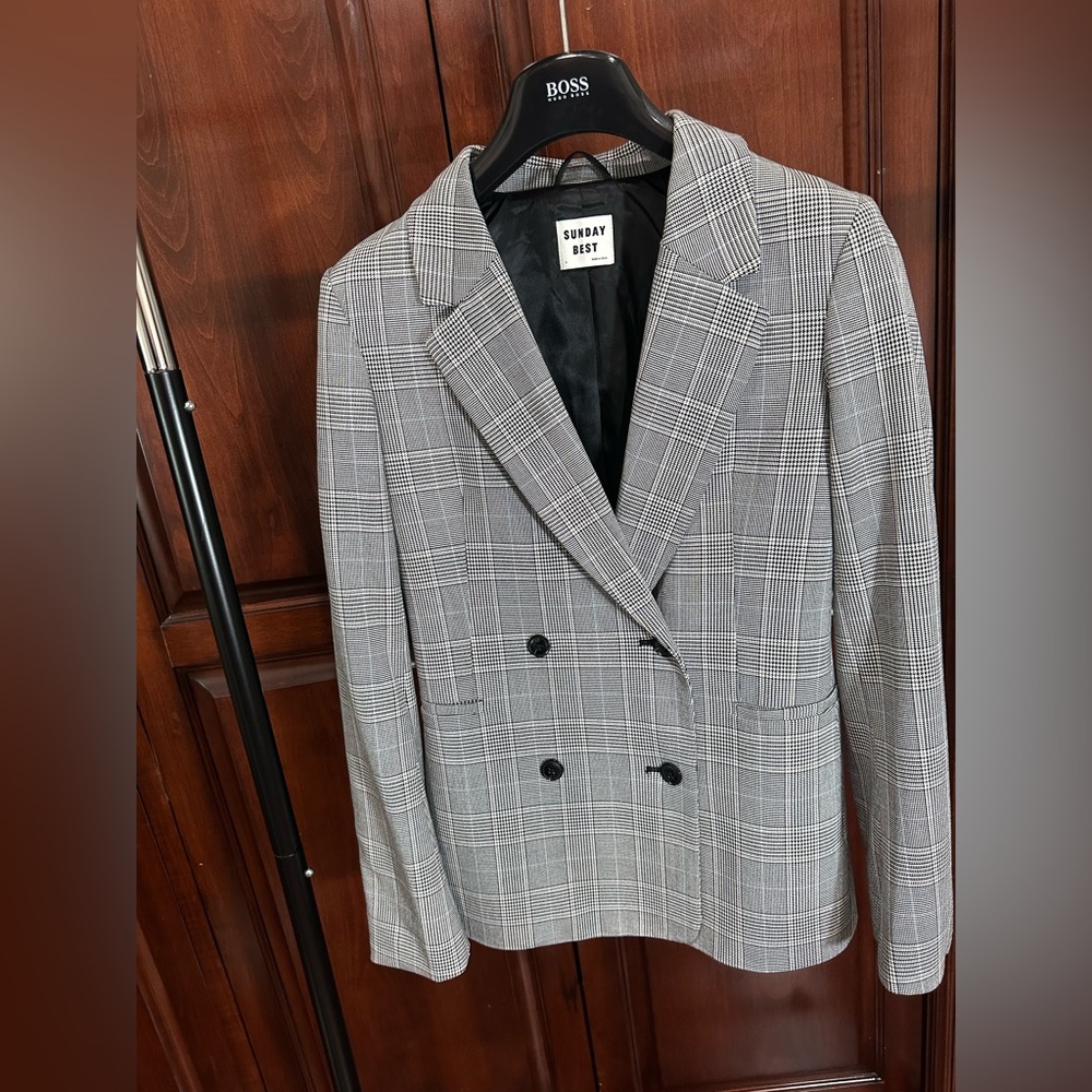Sunday Best Checkered Double-Breasted Blazer